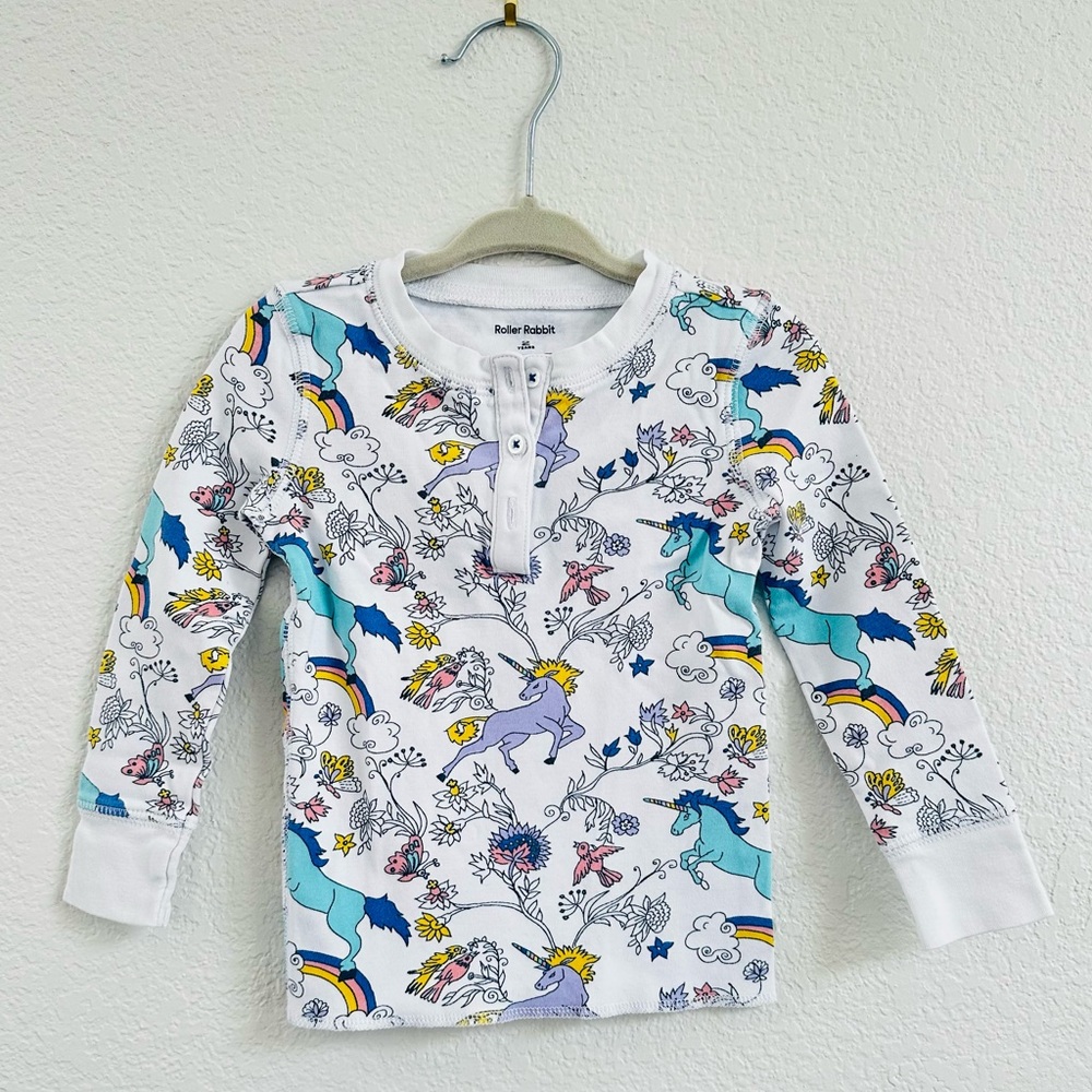 Roller Rabbit Girls Pajama Top Unicorn 2T